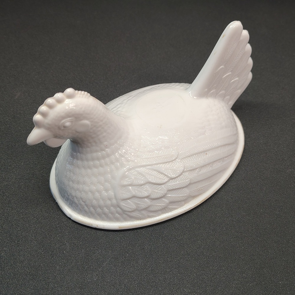 Hen On Nest Lid Only White Milk Glass Replacement Vintage